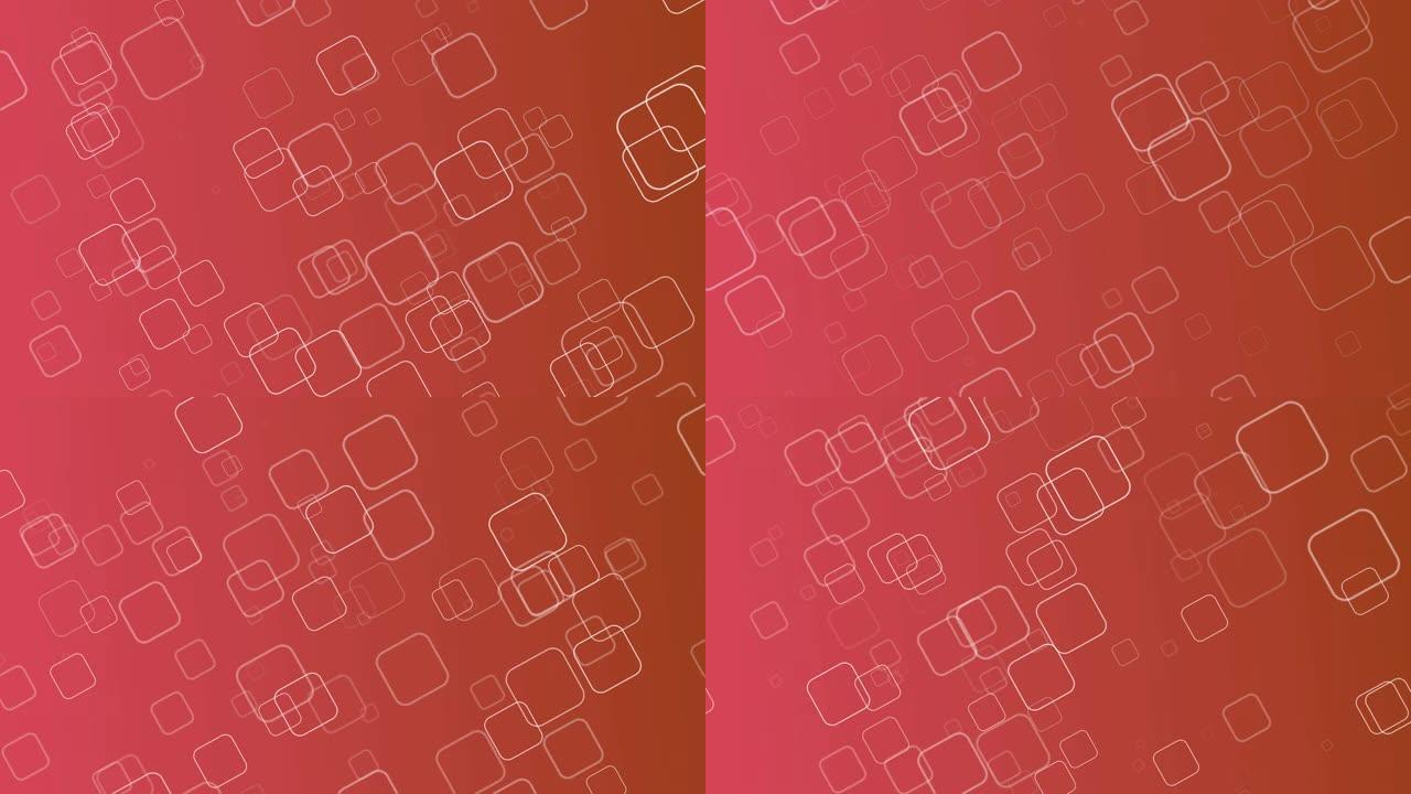 4k抽象商业技术方形形状红色橙色背景
