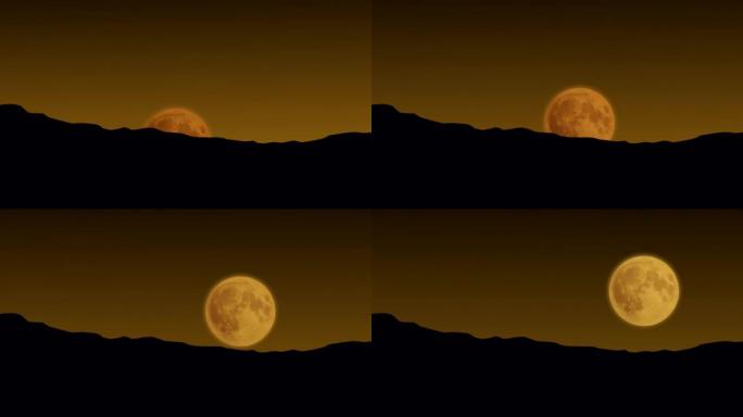 更大的月亮升起并向上移动，4k视频