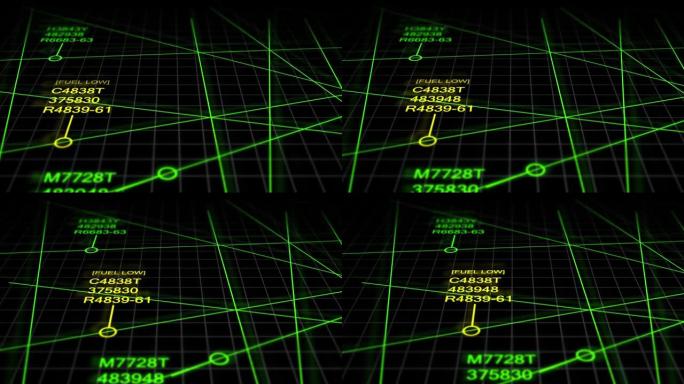 空中交通管制雷达屏幕上出现燃油指示器低的大型飞机-V2