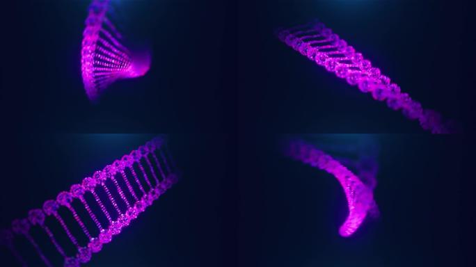 抽象暗DNA双螺旋景深旋转