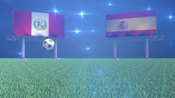 足球秘鲁对西班牙比赛体育馆国旗