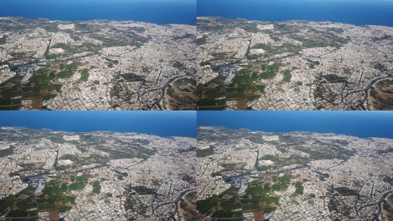 从上面看马尔他岛。从飞机上看。欧洲。地中海