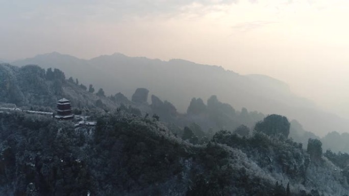 湖南张家界下雪景区景点古建古建筑