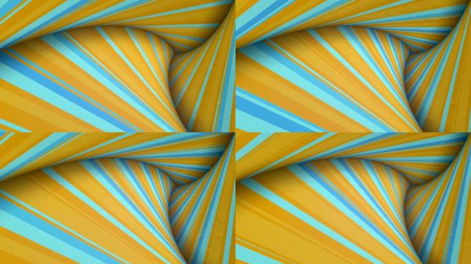无缝循环多色三角形形状抽象动画背景催眠隧道风格。3d渲染。高清分辨率