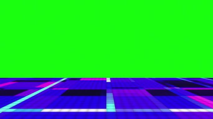 绿色屏幕前的照明舞池-3d渲染-视频循环
