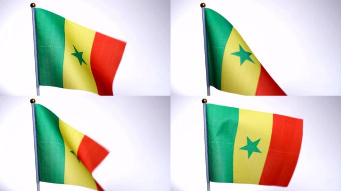 喀麦隆国旗在旗杆上迎风飘扬。