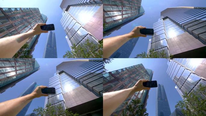 以4k慢动作60fps拍摄纽约曼哈顿金融区的游客视点