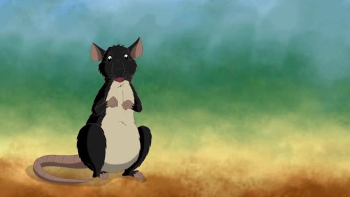黑鼠坐动画动画短片宠物玩具视频素材