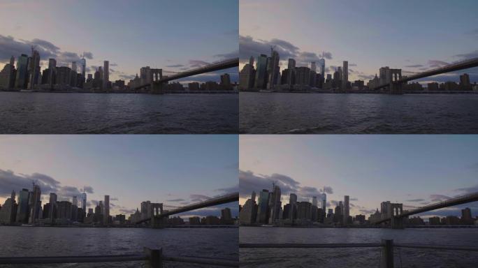 日落时曼哈顿下城的天际线