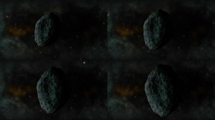 太阳系中的小行星向观看者缓慢旋转
