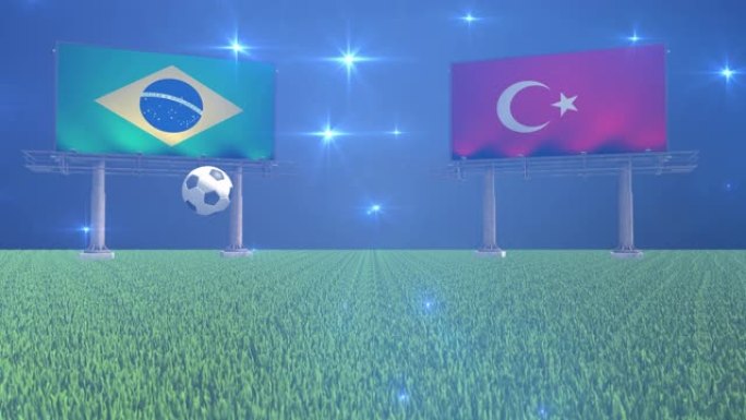 巴西足球对土耳其国旗足球比赛片头动画