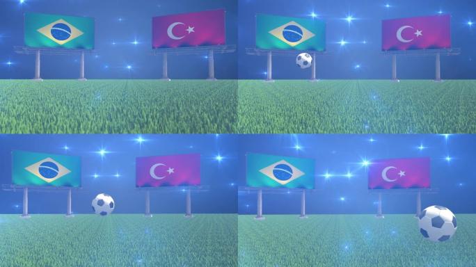 巴西足球对土耳其国旗足球比赛片头动画