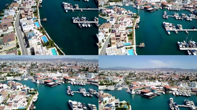 塞浦路斯利马索尔码头新房子的鸟瞰图