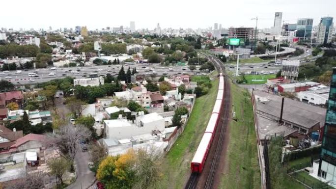 布宜诺斯艾利斯铁路和火车鸟瞰图