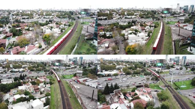 布宜诺斯艾利斯铁路和火车鸟瞰图
