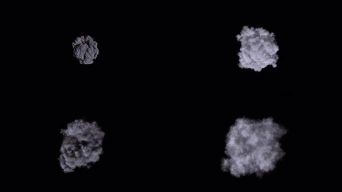 从上方看黑色背景下的多次爆炸