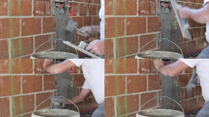 工作中的瓦工