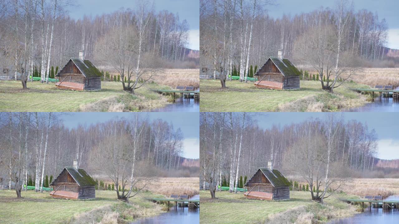 爱沙尼亚湖边的一间小木屋