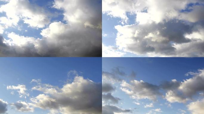 4k延时美丽的蓝天，云彩背景。天空云。