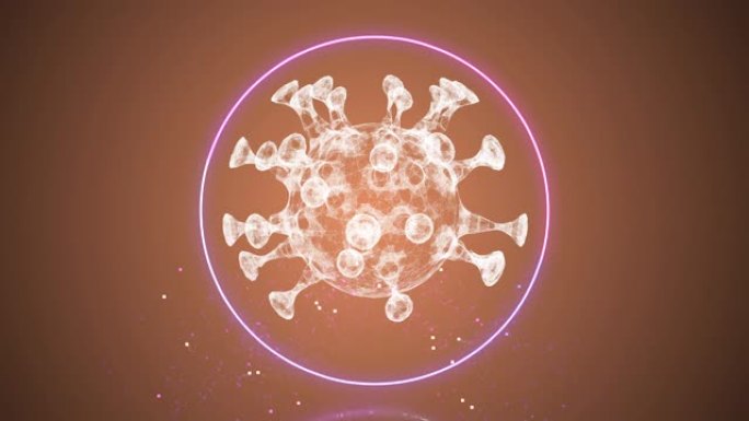 在细胞环境中闪烁的圆圈内的抽象病毒的动画。