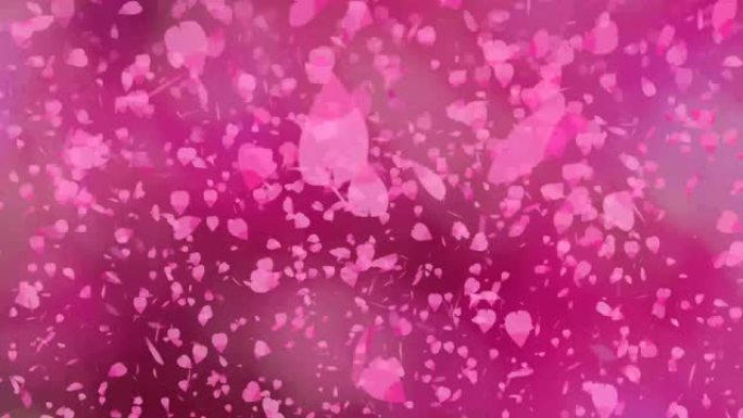 百万粉色樱花树叶坠落模糊深粉色背景