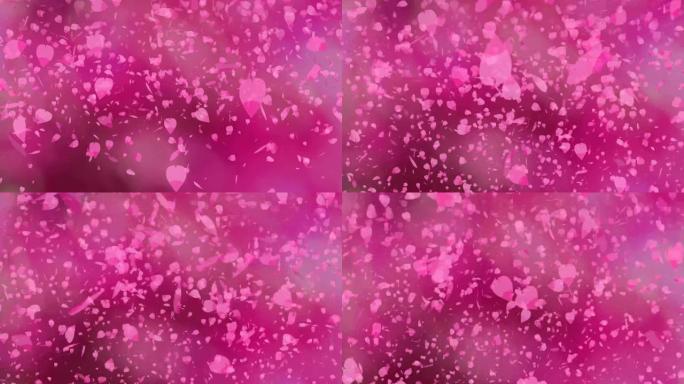百万粉色樱花树叶坠落模糊深粉色背景