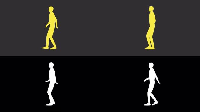 男人步行周期 (人类男性的轮廓)-无缝循环