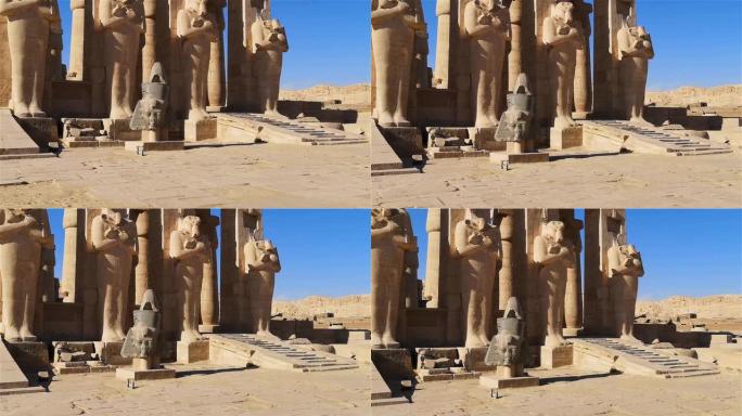 Ramesseum-公元前十三世纪法老拉美西斯二世的纪念神庙，卢克索上埃及的Theban墓地的一部分
