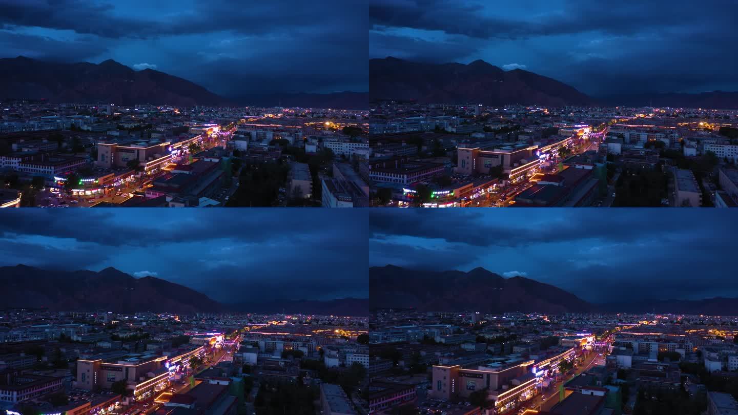 夜景航拍 西藏旅游 高原旅游