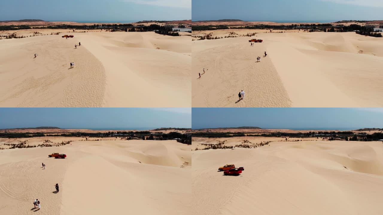沙漠中棕色蜿蜒沙丘的鸟瞰图