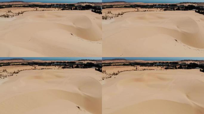 沙漠中棕色蜿蜒沙丘的鸟瞰图