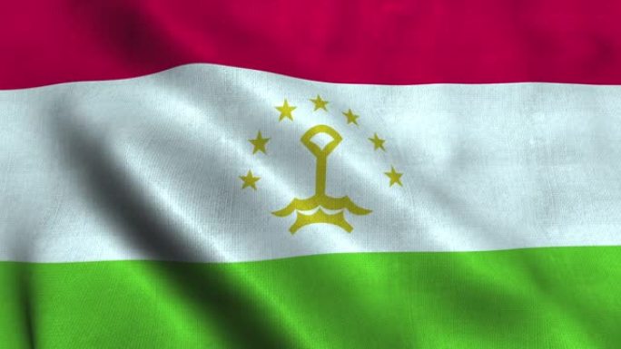 塔吉克斯坦国旗在风中飘扬。塔吉克斯坦共和国国旗