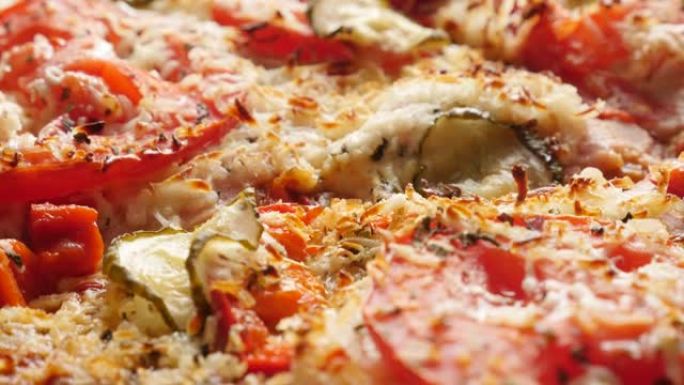 丁克尔或脱壳小麦无麸质素食美味披萨表面4K缓慢倾斜