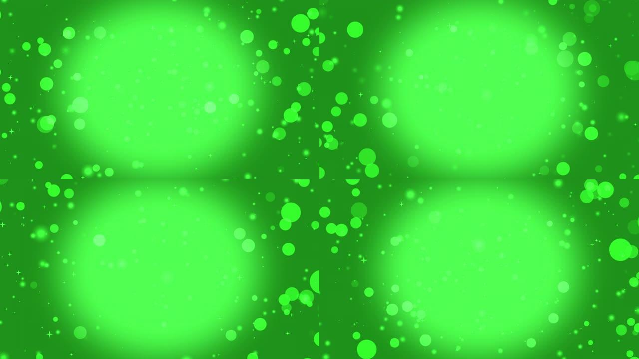 绿色背景上的4k抽象圣诞灯