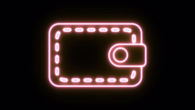 霓虹灯图标动画。4K UHD黑色背景。