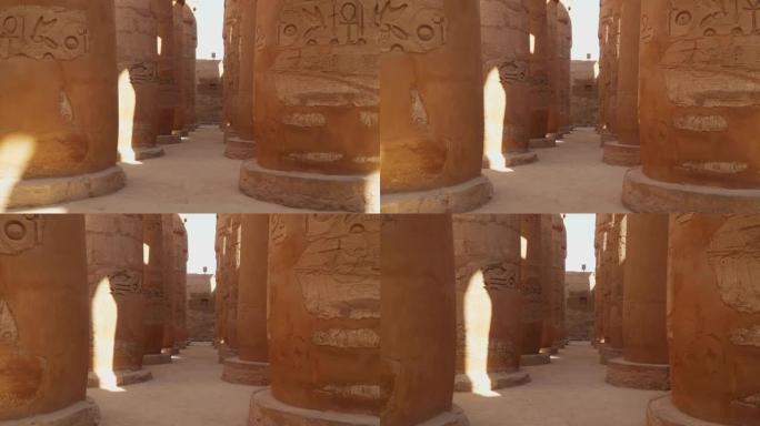 卢克索卡纳克神庙中带有象形文字的圆柱