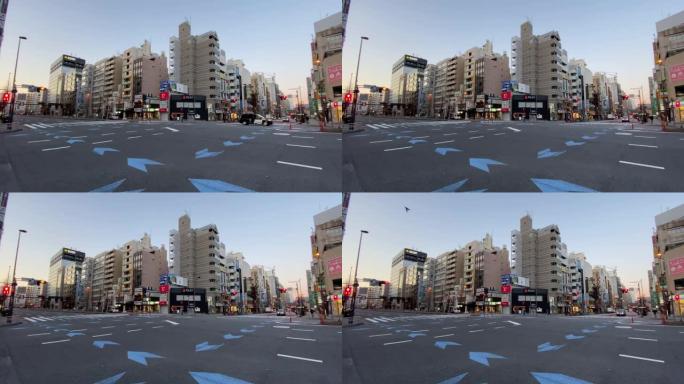 日本东京的滨松町日本街头十字路口疫情下的