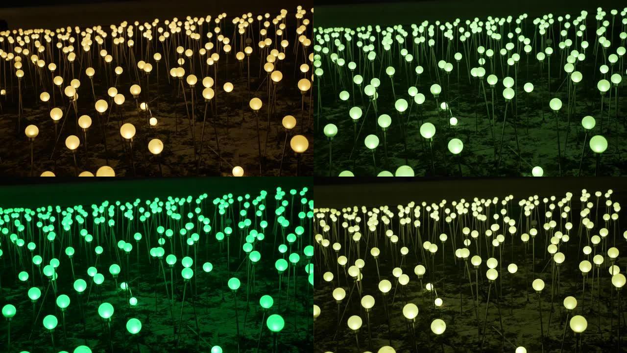led球形五彩灯泡晚上卡在地上