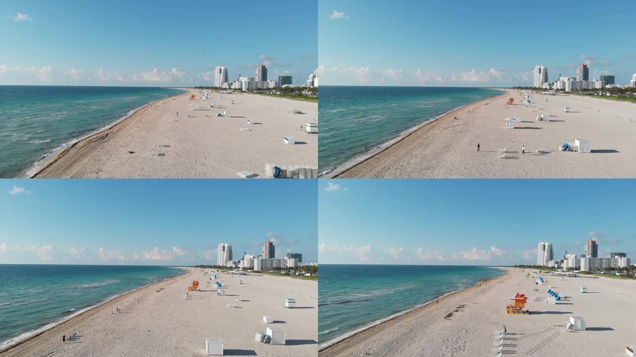 迈阿密海滩佛罗里达,无人机视图迈阿密海滩,丰富多彩的空中无人机视图迈阿密佛罗里达