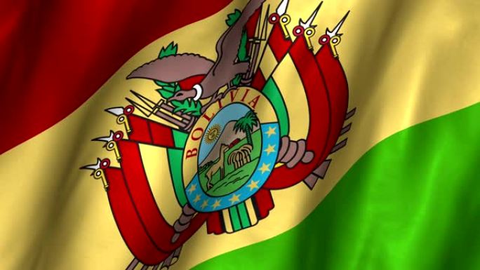 玻利维亚摇旗4K旗子旗帜飘飘