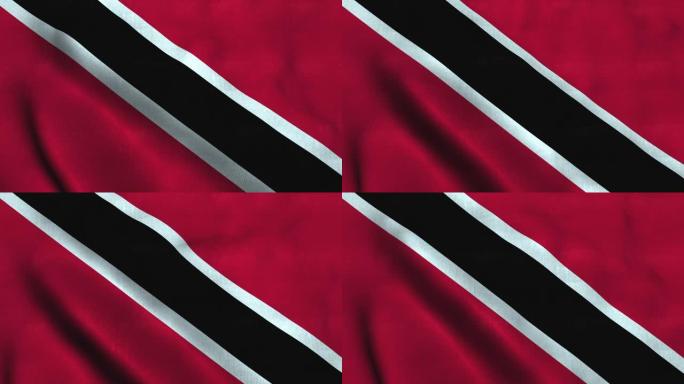 特立尼达和多巴哥的旗帜在风中飘扬。特立尼达和多巴哥共和国