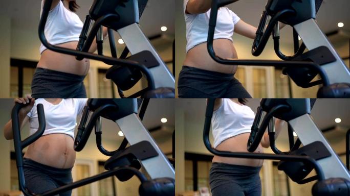 孕妇在健身中心锻炼。