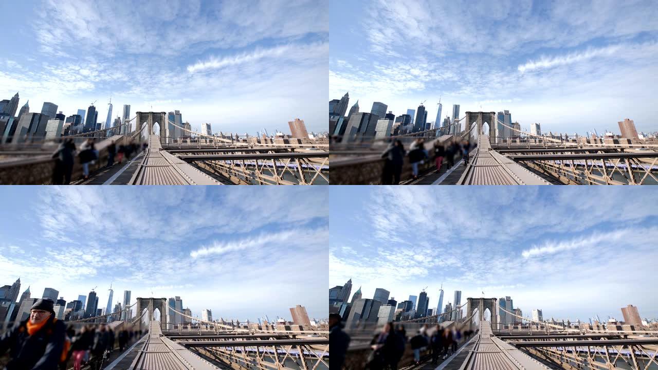 纽约著名的布鲁克林大桥上的行人专用道