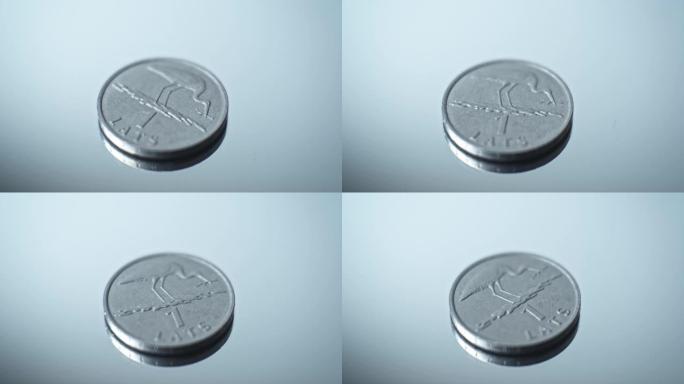 1拉脱维亚共和国的lats 2001鹳特写硬币