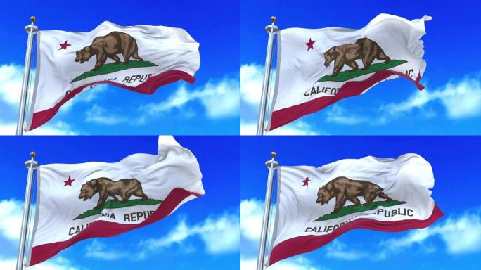 加州共和国国旗。旗子旗帜飘飘