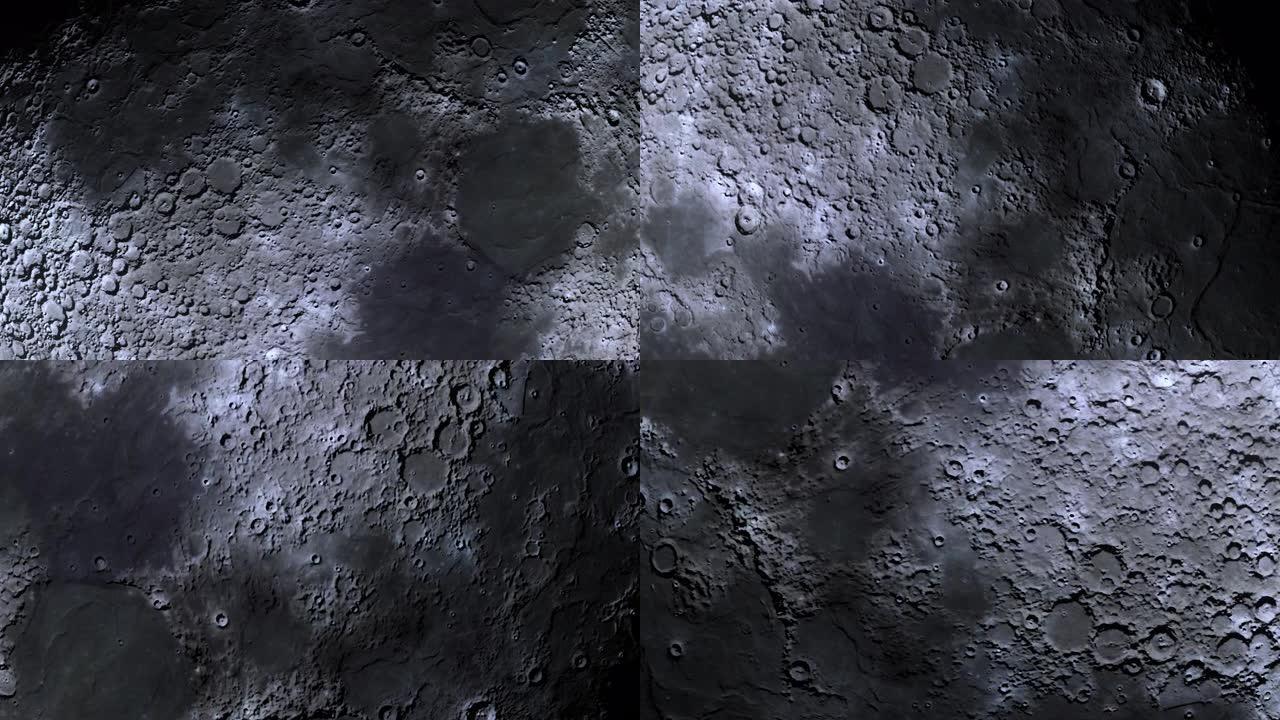 月球陨石坑的缓慢旋转变焦