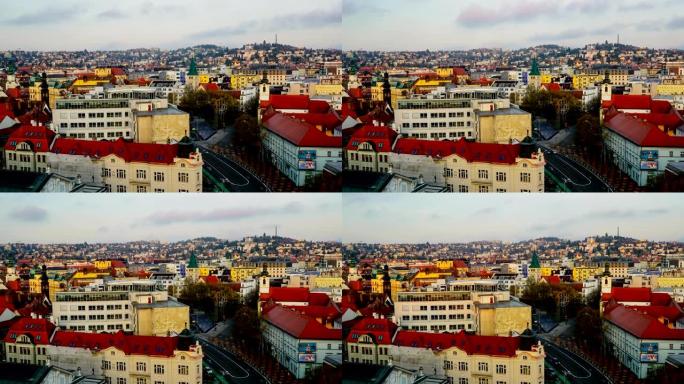 延时: 布拉迪斯拉发城市风景，布拉迪斯拉发，斯洛伐克，欧洲