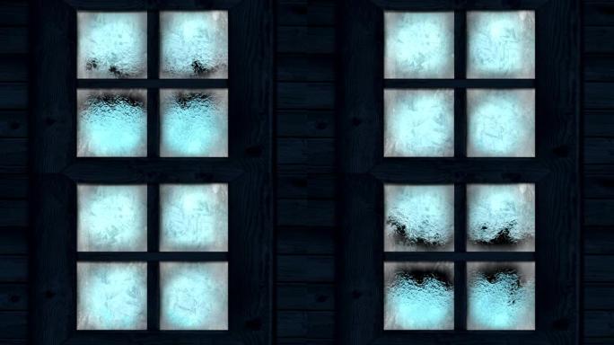 房屋窗户上的霜冻和冰过渡