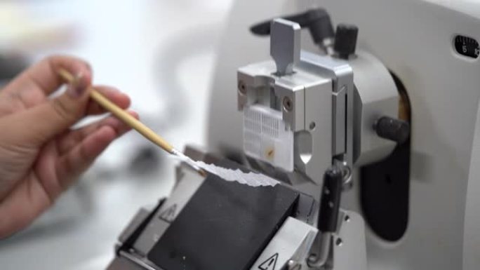 用于病理诊断的旋转切片机切片使显微镜切片组织学。人体组织设备。