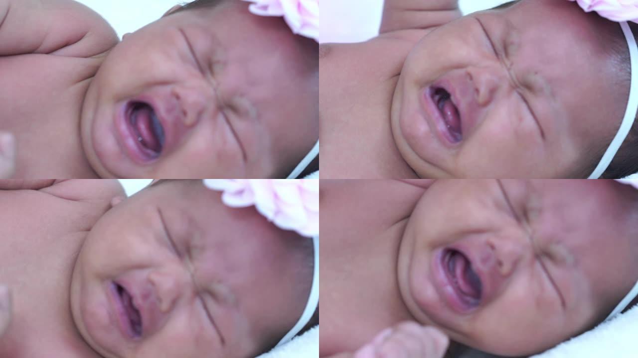 Asain婴儿的面部表情，哭泣，疾病，饥饿